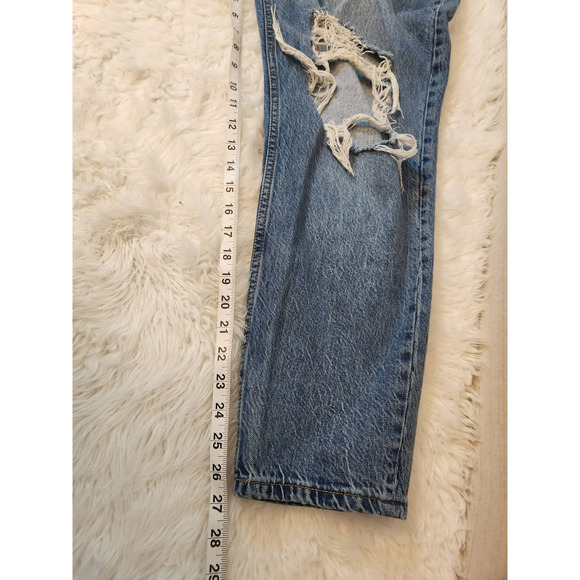 Aeropostale Women's Blue Cotton 5 Pockets Distressed High Rise Mom Jeans Size 12 - Picture 7 of 7